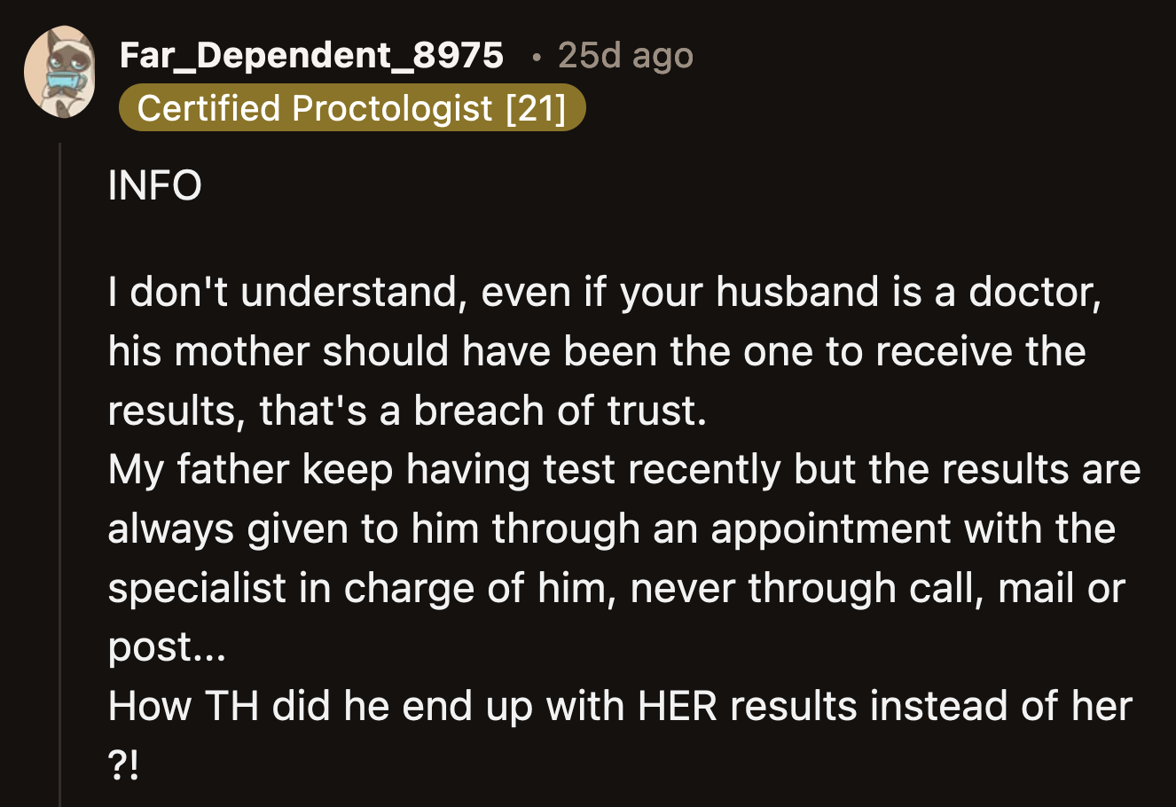 Still, Redditors were concerned about why the doctors didn't even talk to OP's mother-in-law before they went straight to her son.