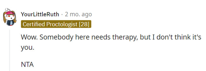 Oh, the irony—the one who needs a therapy session might not be the person she's thinking of.