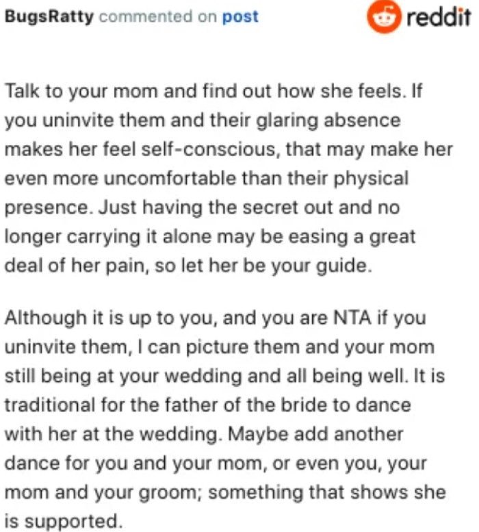 The engaged OP is facing a challenge due to her parents' undisclosed information and is looking for guidance on how to exclude them from her wedding guest list.