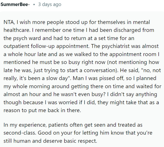 People should stand up for themselves in mental healthcare.