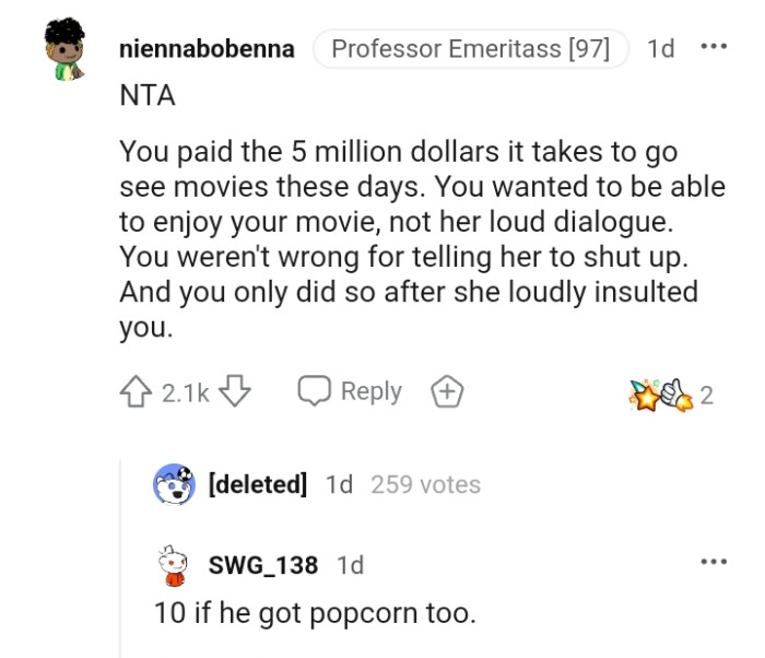 Here's a bunch of the top comments from other Redditors for you to read through below