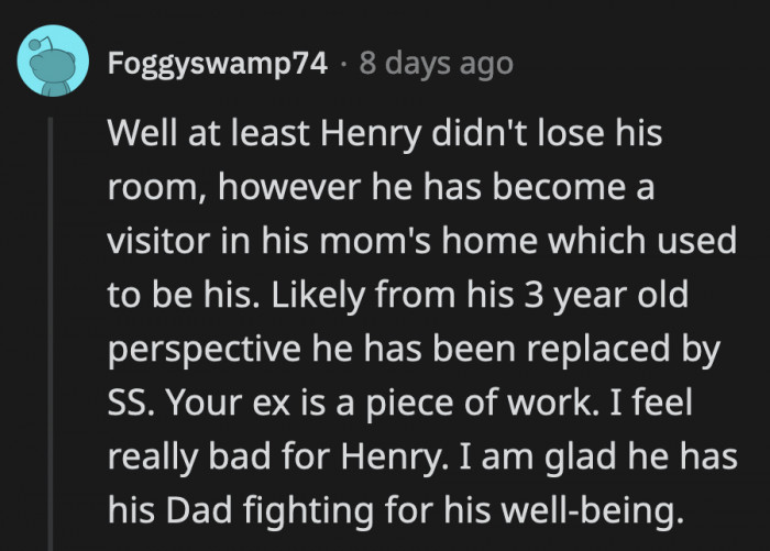 In Henry's eyes, he probably believes his mom replaced him with another kid who now also lives in his former house. It's a lot for an adult; what more for a toddler?