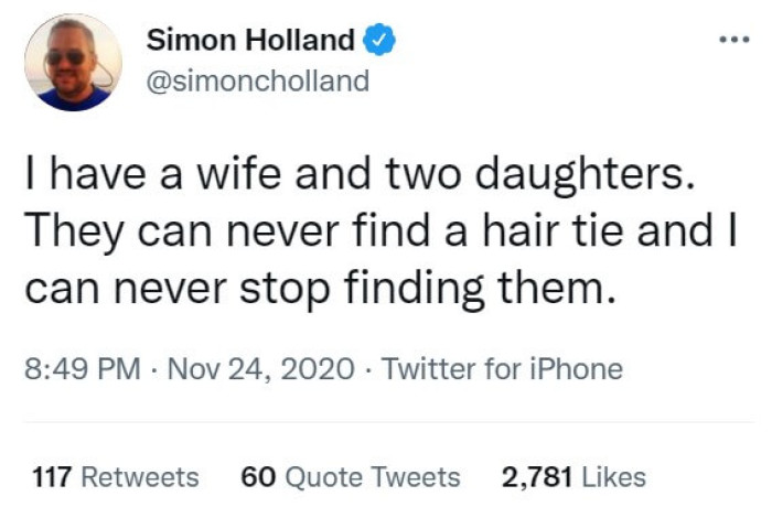 6. This family could set up a small business selling “experienced hair ties”