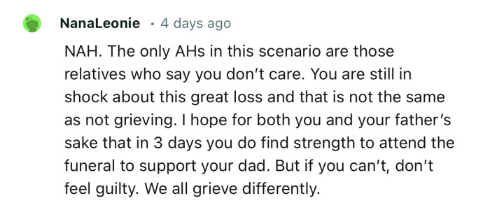 NAH. The only AH’s in this scenario are those relatives who say you don’t care.