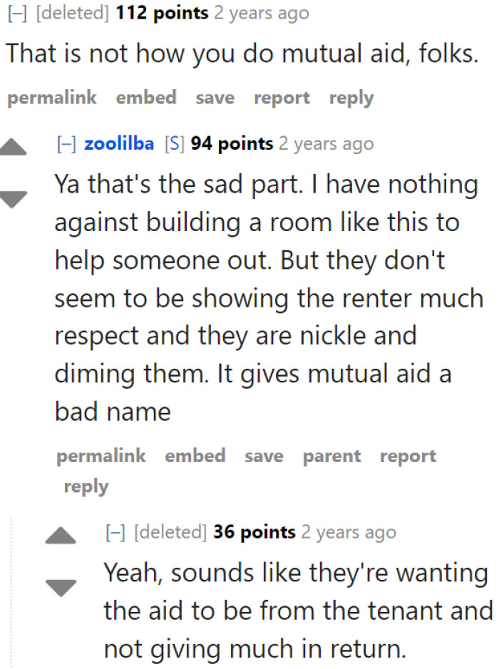 A very bad example of mutual aid, according to one Redditor.