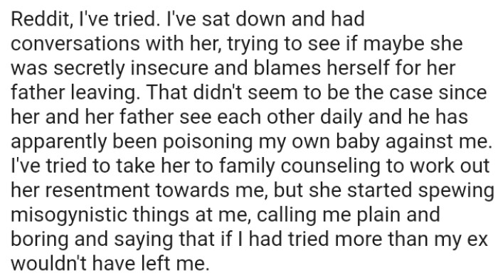 OP's ex has apparently been poisoning her own baby against her