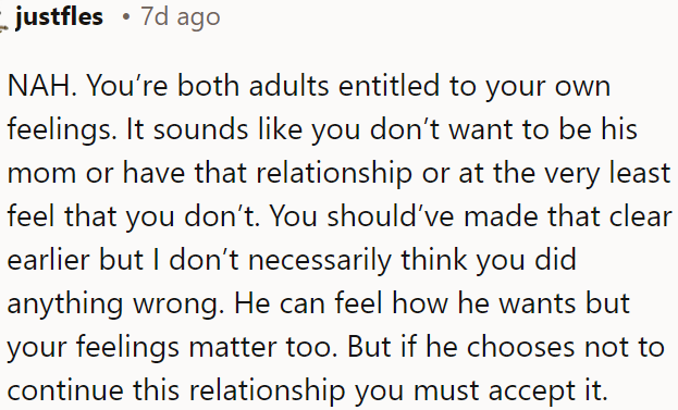 If OP doesn’t want a parental role in the relationship, it’s essential to be clear about that, and if he decides to end things, OP will need to accept it.