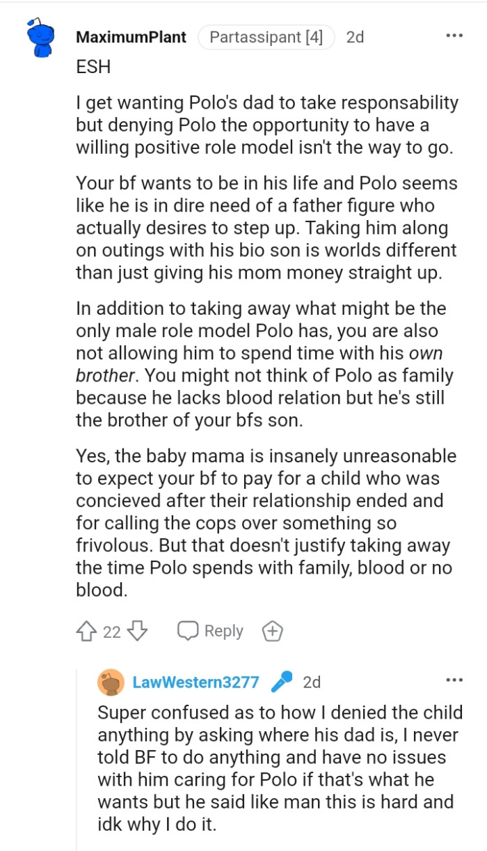 He's the brother of the OP's Bf's son