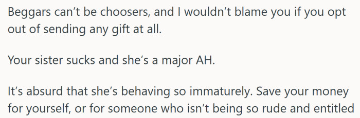 Many responses circled around the same idea, questioning why a holiday gift should come with pressure or rules.