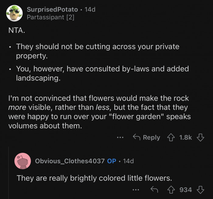 OP's neighbors should be cutting across his private property.