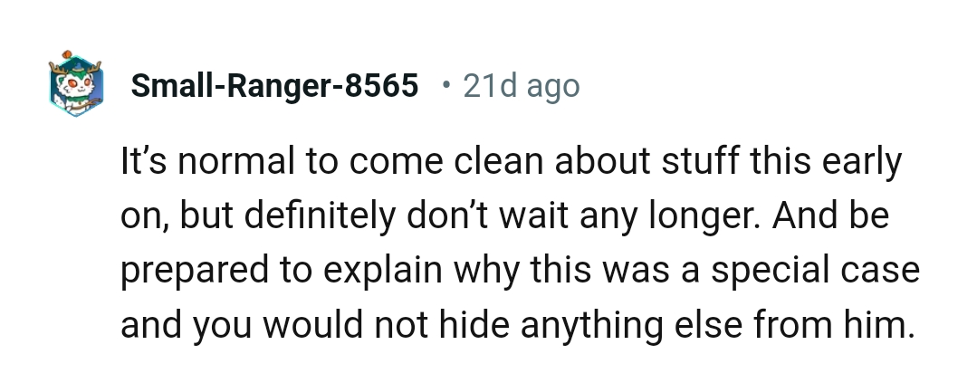 The OP Shouldn't Hide Anything Else from the BF