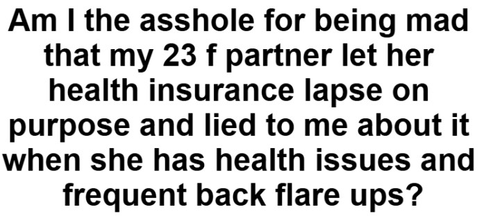 He is not just worried about the money, he is worried about what this means for her health.
