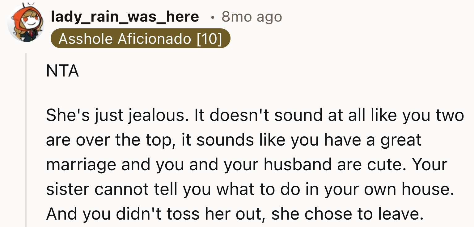 OP's Sister Jenna Is Jealous of OP and Her Husband