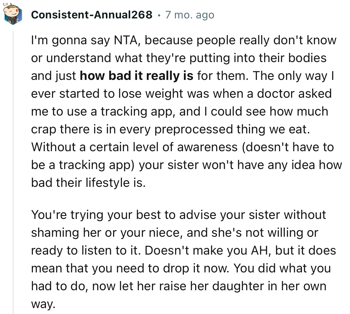 “NTA…people really don't know or understand what they're putting into their bodies and just how bad it really is for them.”
