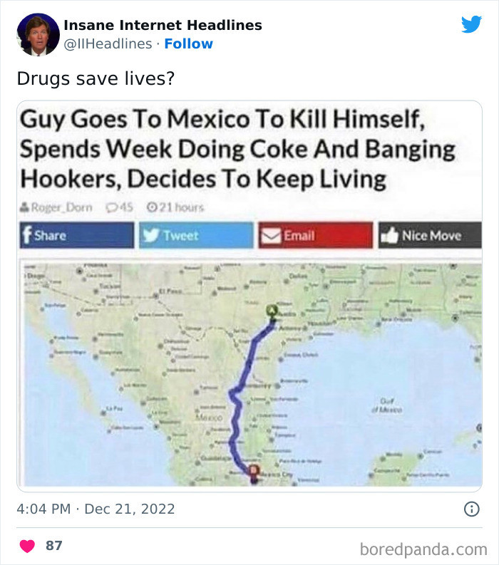 50. Drugs and prostitutes are good reasons to live?