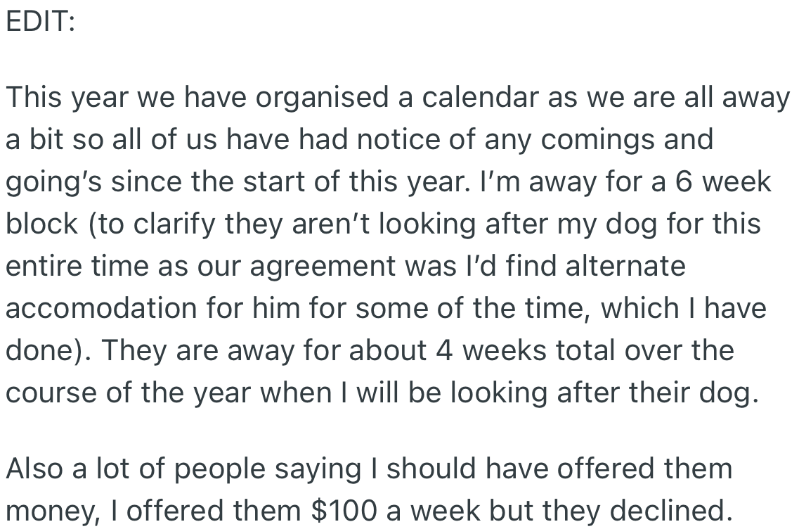 OP states that a calendar was used and all activities for the year were inputted.