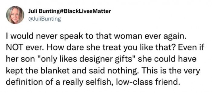 She could have kept the blanket