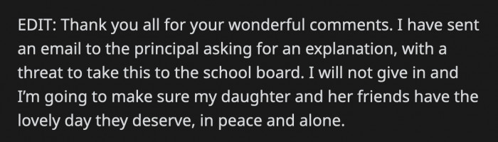 It looks like OP followed through and actually emailed the principal about what happened.