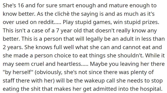 The OP's daughter is old enough to know better