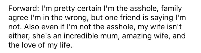 The OP started off by saying he's pretty sure he's the a**hole here.