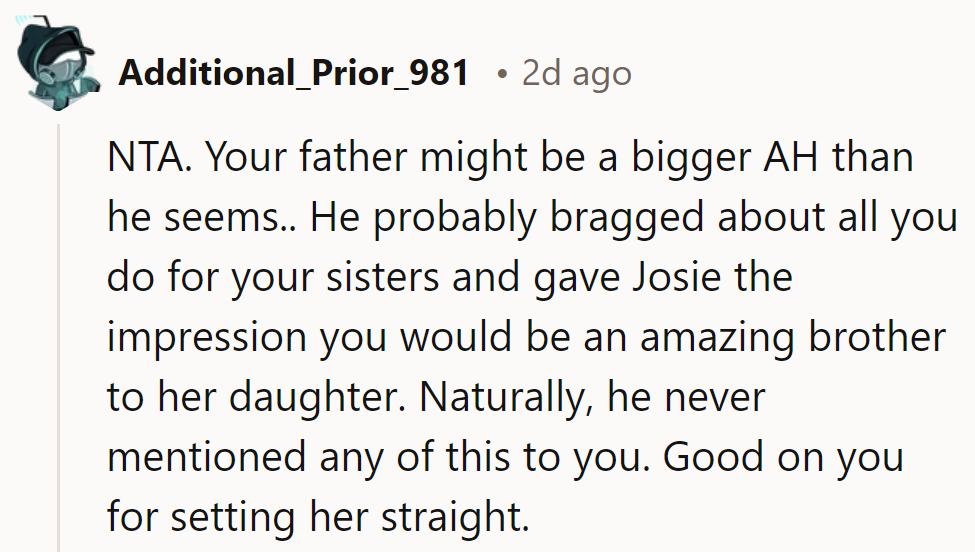 Dad's the silent director, but he forgot to give him the script. Good on him for ad-libbing and setting the record straight.