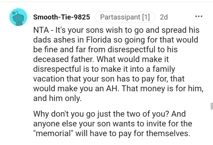 That money is for him and him alone