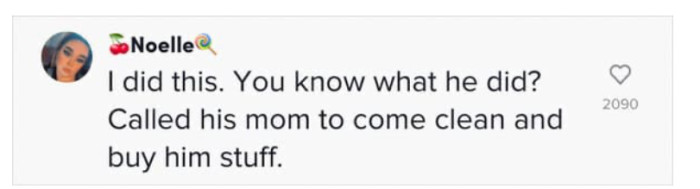 This user employed the same strategy with their own partner. But rather than change, he called his mom to take over.