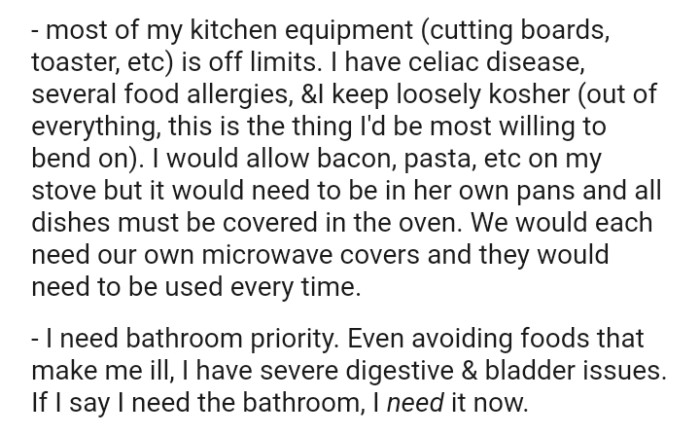 And the list of requirements begins