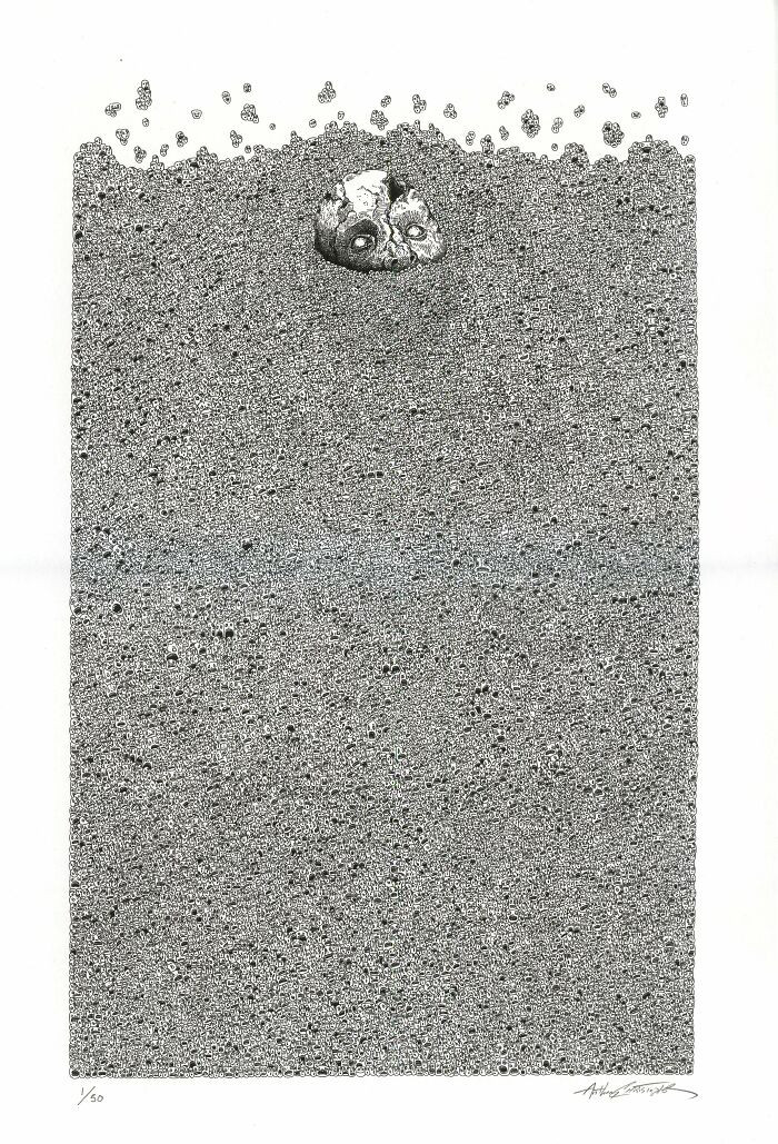 "Drowning. I Used Magnifying Glasses For This Drawing. It Has Over 12,000 Tiny Faces In It"