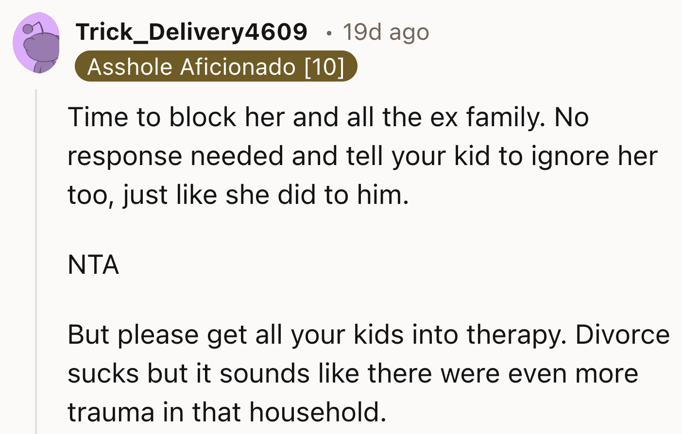 OP Should Block Her And Her Family