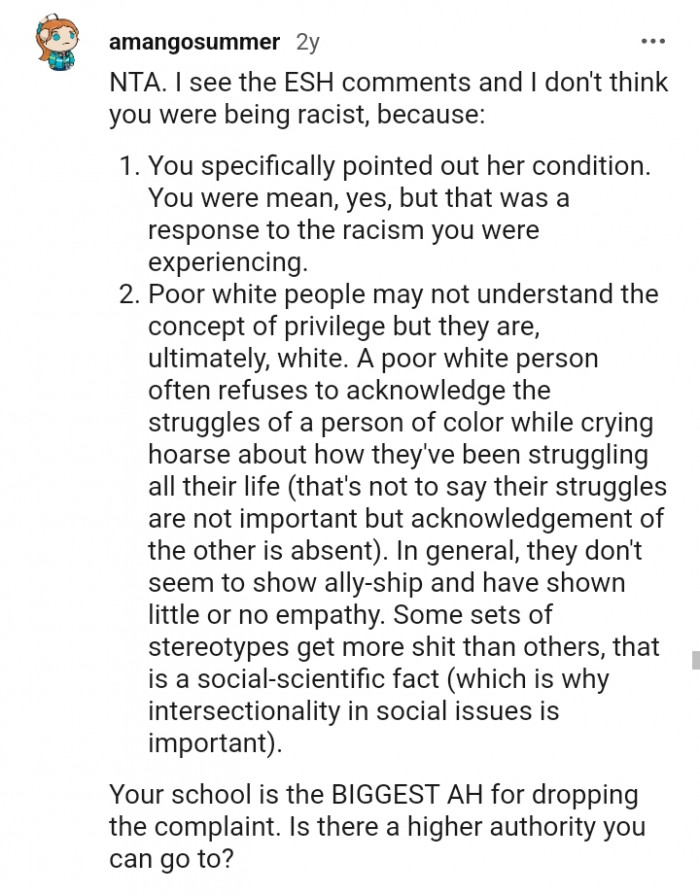 This Redditor doesn't think the OP was being racist