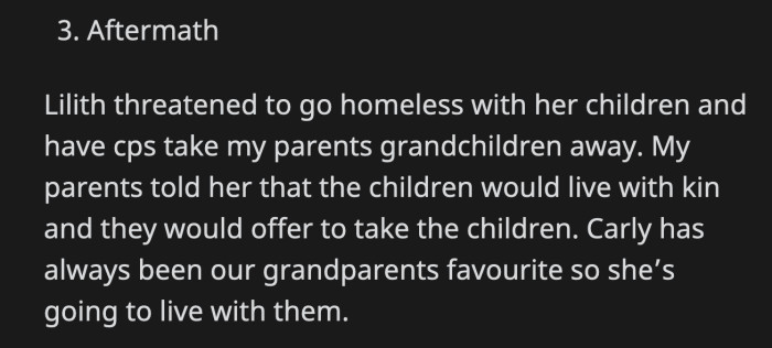 Lilith and Carly are both pros at this. They definitely didn't go down without one last manipulative move.