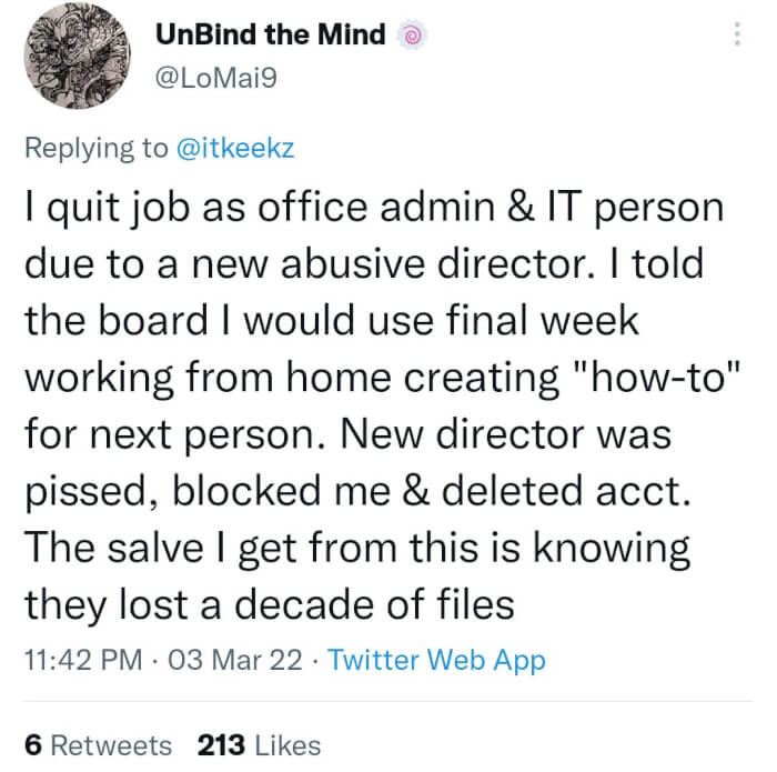 The boss gets too angry and deletes an employee's files. Soon, he'll realize that he lost a decade's worth of work.