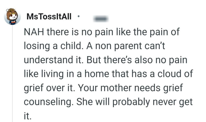 OP's mom needs counseling for her grief