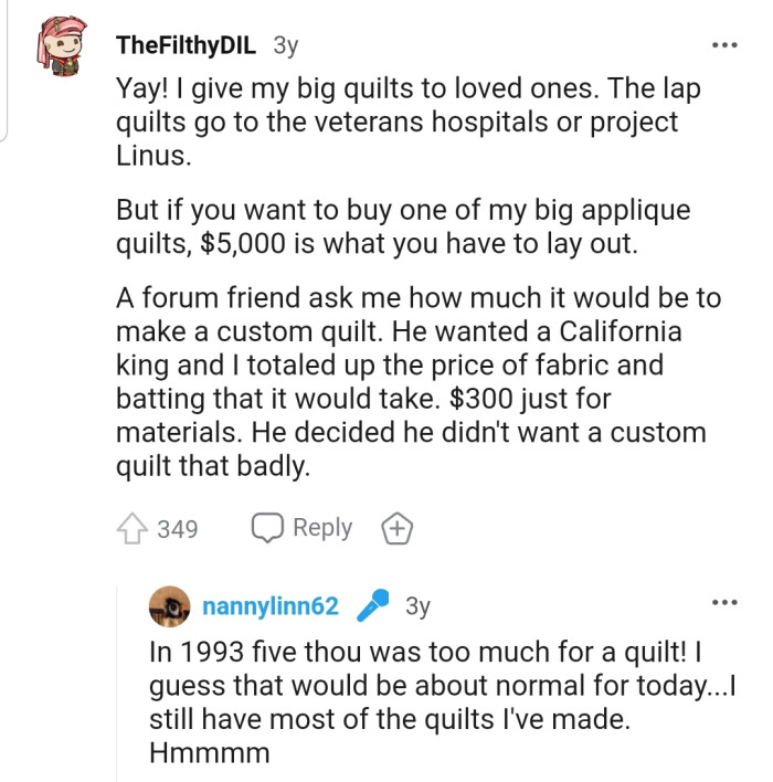 Another Redditor who gives quilts to their loved ones