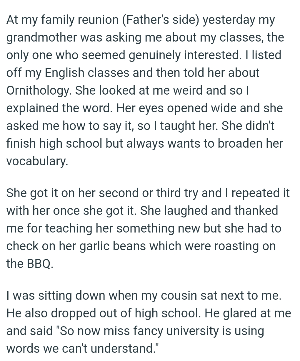 She looked at the OP weirdly, so she explained the word