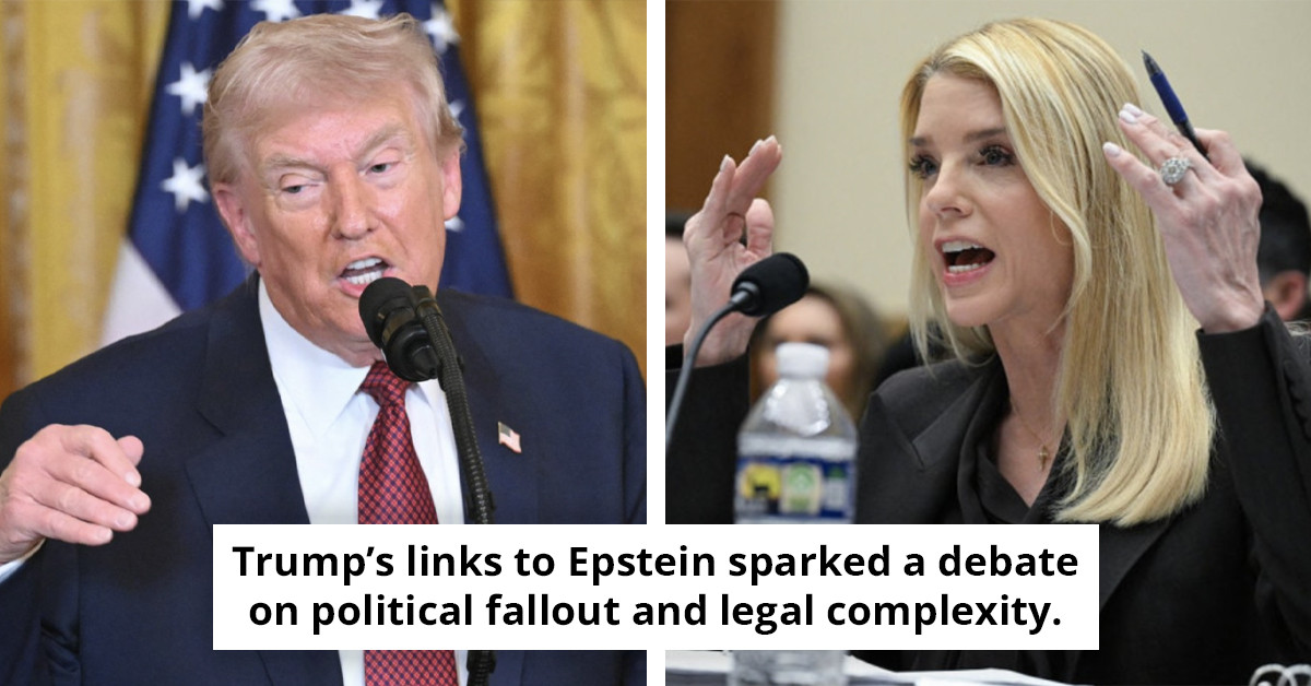 Pam Bondi passionately defends Trump while acknowledging his numerous appearances in Epstein documents.