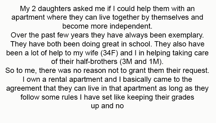 My two daughters asked me if I could help them with an apartment