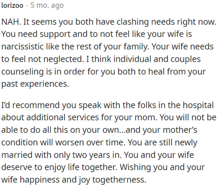 OP could consider individual and couples counseling to address their past traumas.