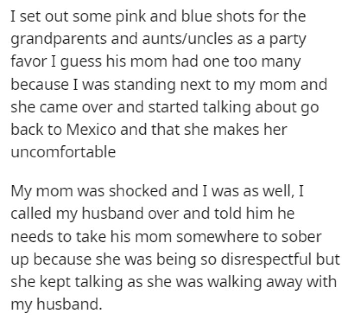 The situation quickly escalated after the husband's mother started making racist comments