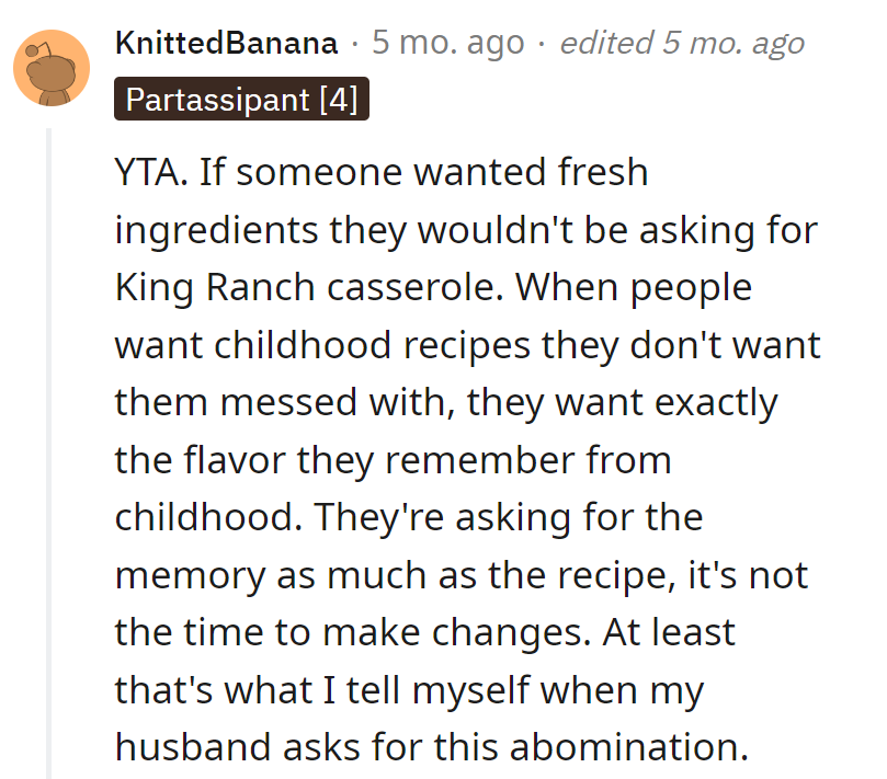 Got caught in the nostalgia trap, trying to spruce up the sacred King Ranch casserole. Lesson learned: don't mess with memory lane.