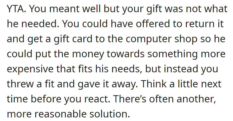 One Redditor believed the OP overreacted