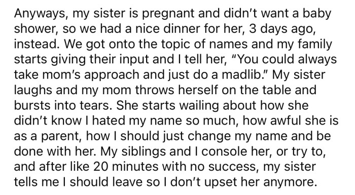 OP's mom had an overreaction to her comment and completely blew things out of proportion.