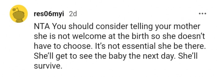 She'll get to see the baby the next day