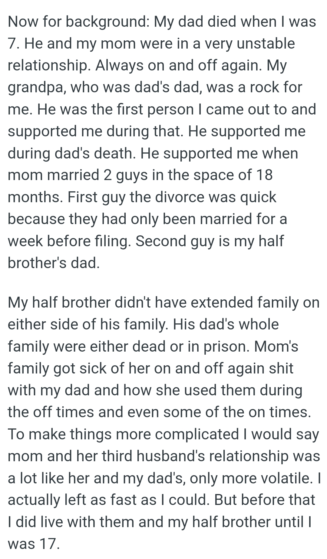 OP's Half-Brother Didn't Have Extended Family on Either Side