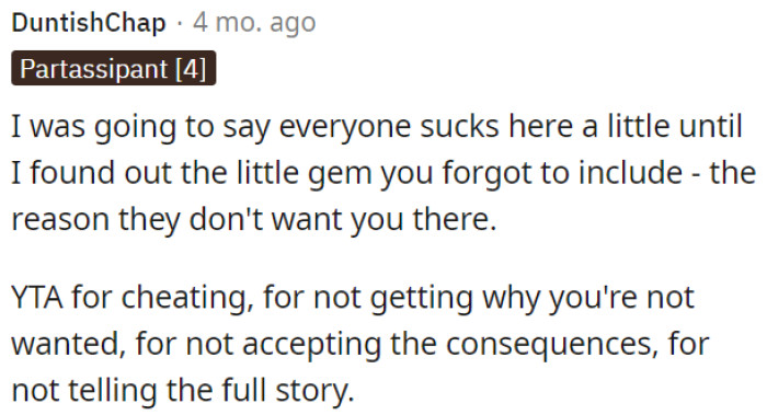 OP is in the wrong for cheating