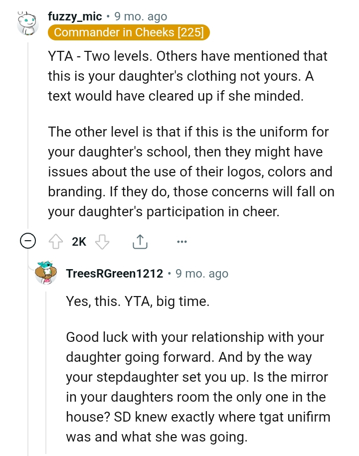 These Concerns Will Fall on the OP's Daughter's Participation in Cheer