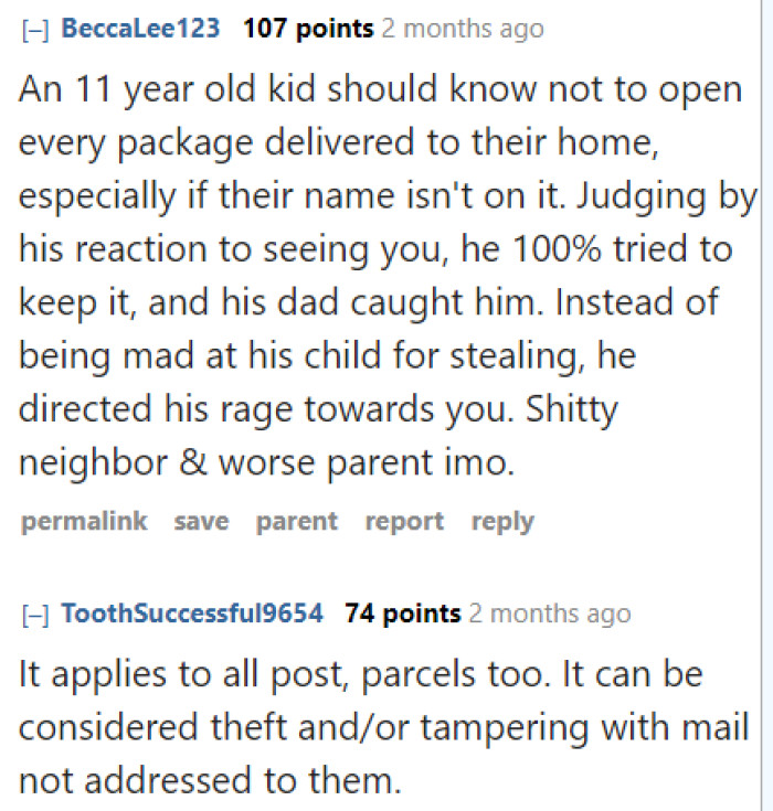 This Redditor is pretty sure that it was the dad who opened the parcel, not his son.