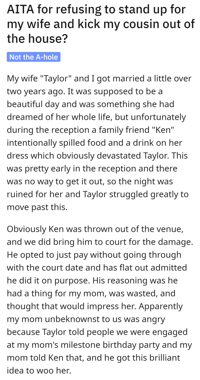 1. OP and his wife got married about two years ago.