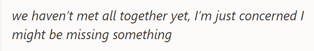 They haven't met yet, but OP is concerned about potentially missing something in the plan.